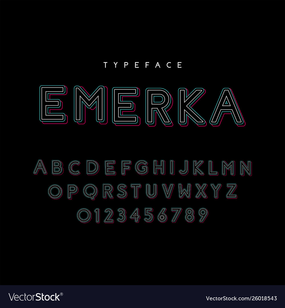 Typeface comical linear font design vector image Typeface comical linear font design