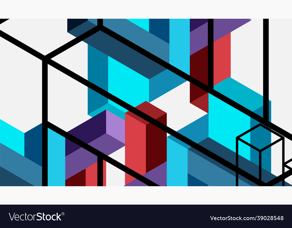 Abstract background 3d cubes cubic elements vector image Abstract background 3d cubes cubic elements