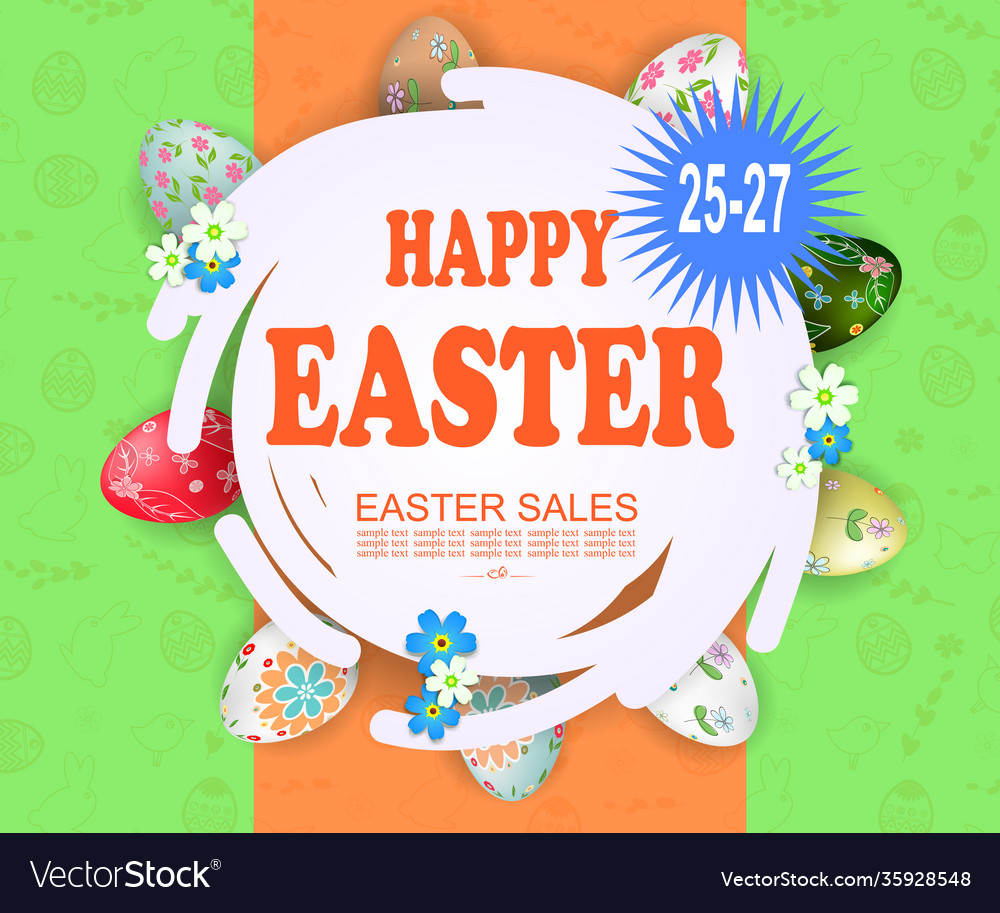 Abstract round frame easter eggs with a pattern vector image Abstract round frame easter eggs with a pattern