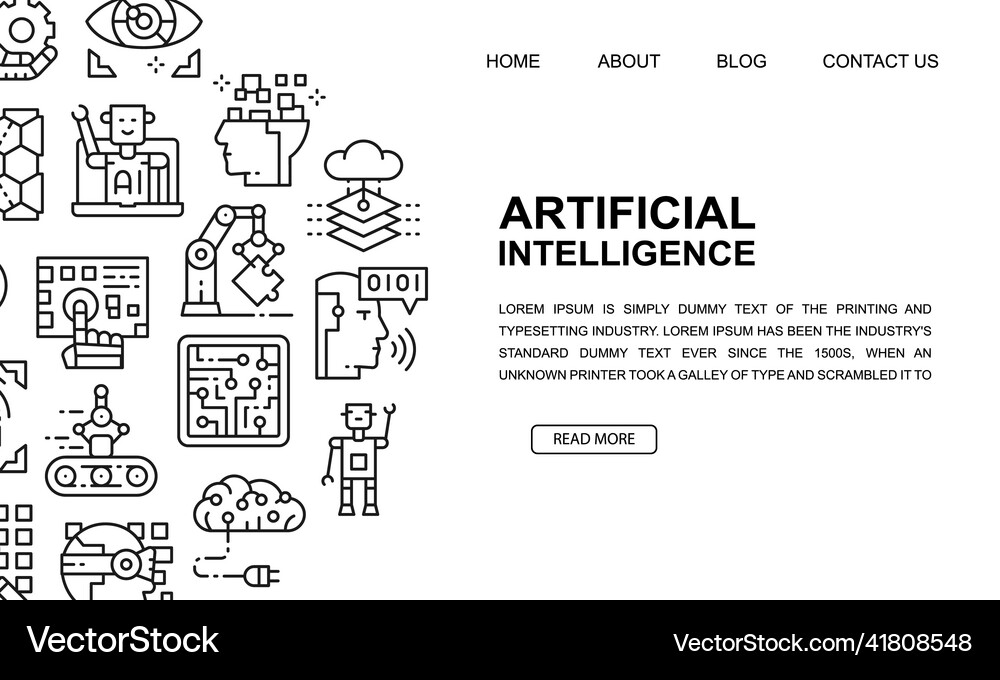 Artificial intelligence landing page template Vector Image