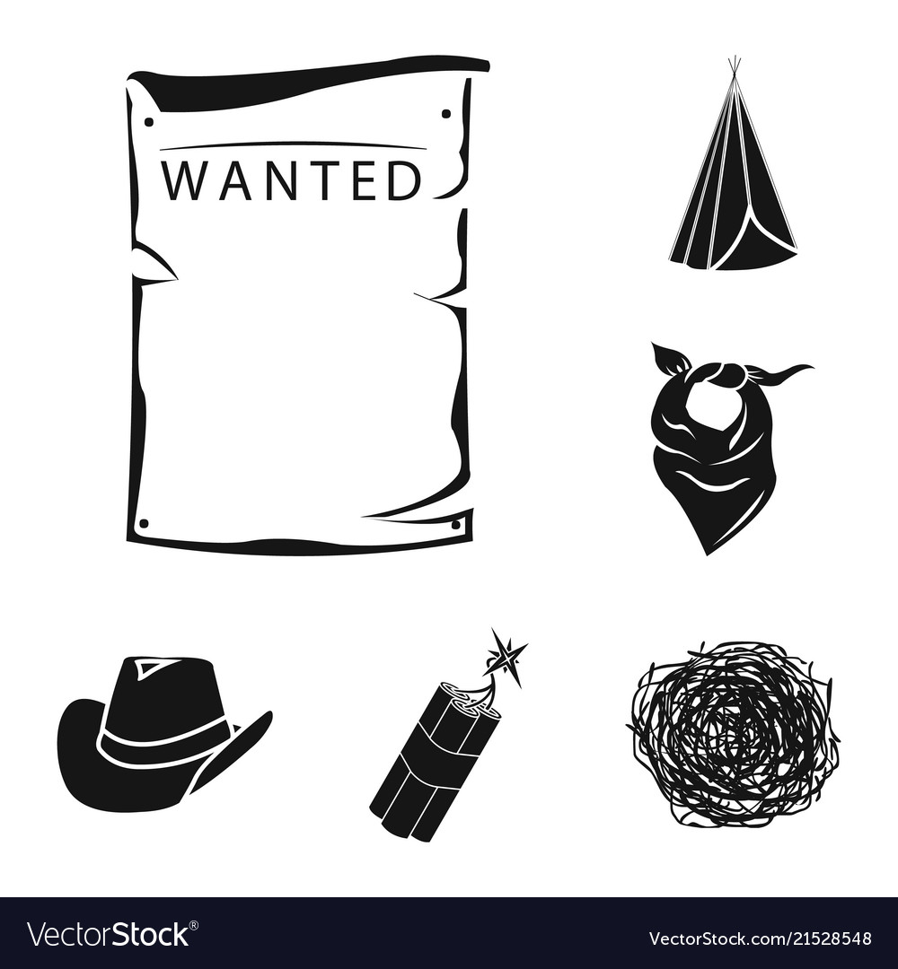 Attribute der wilden west schwarzen Symbole im Set vector image Attribute der wilden west schwarzen Symbole im Set