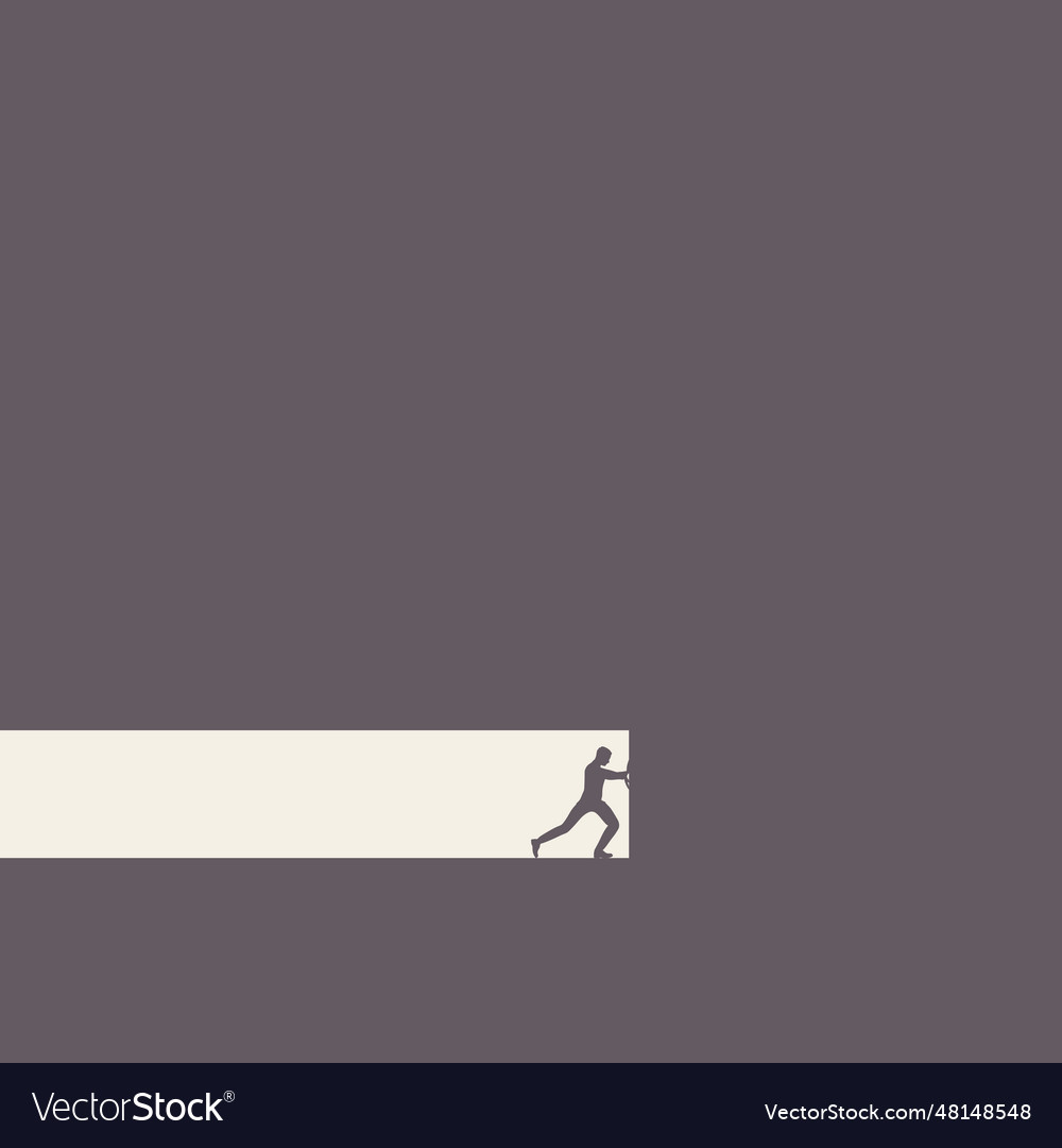 Businessman pushing abstract wall and make tunnel