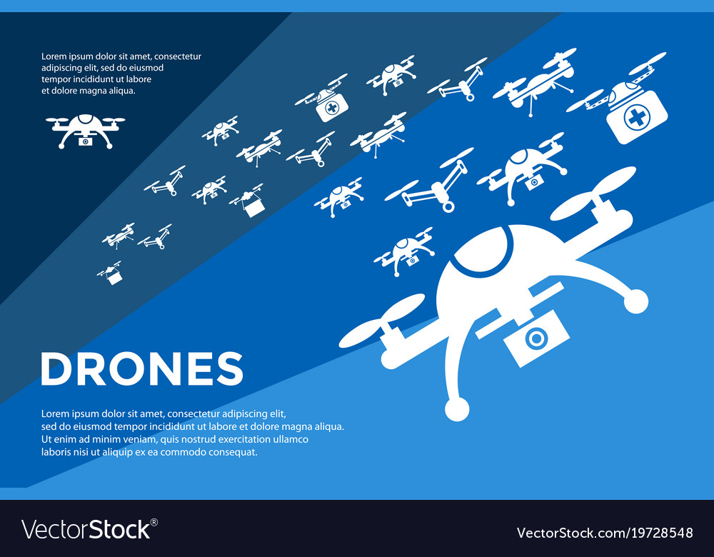 Digital flying drone objects color