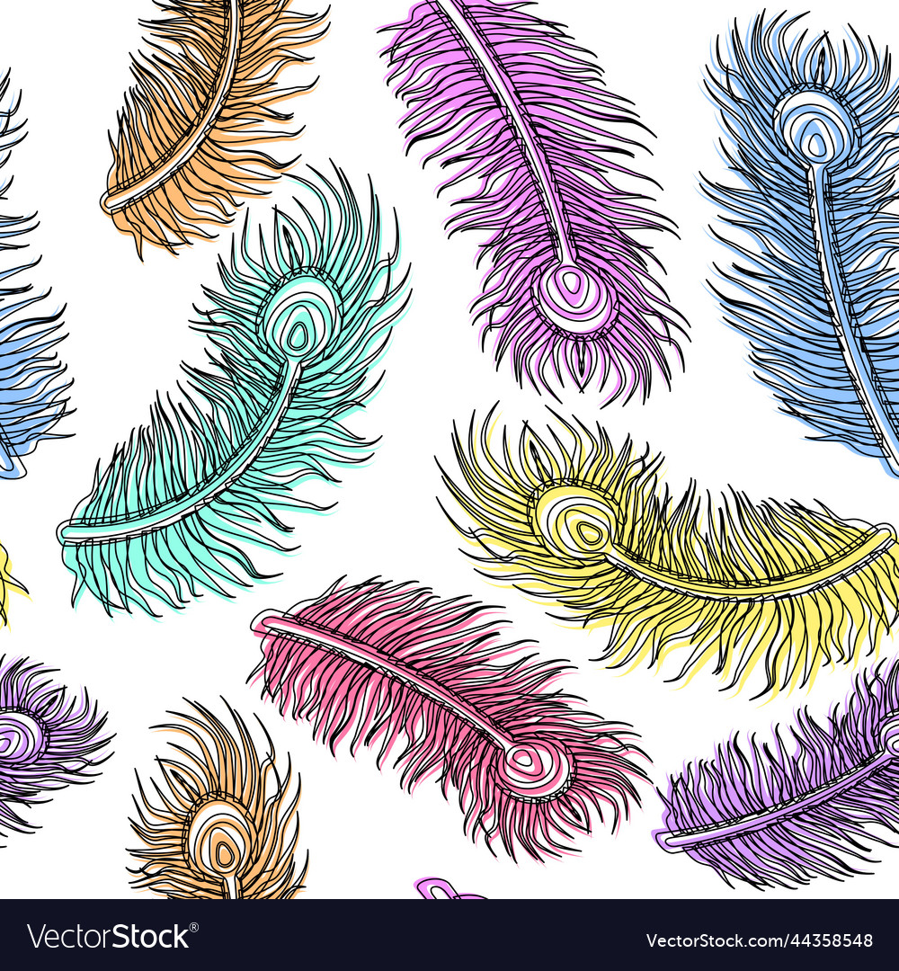 Feathers flying colorful pattern design Vector Image Feathers flying colorful pattern design