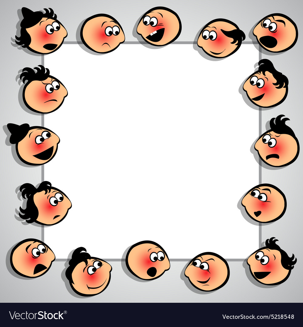 Frame with faces different expressions