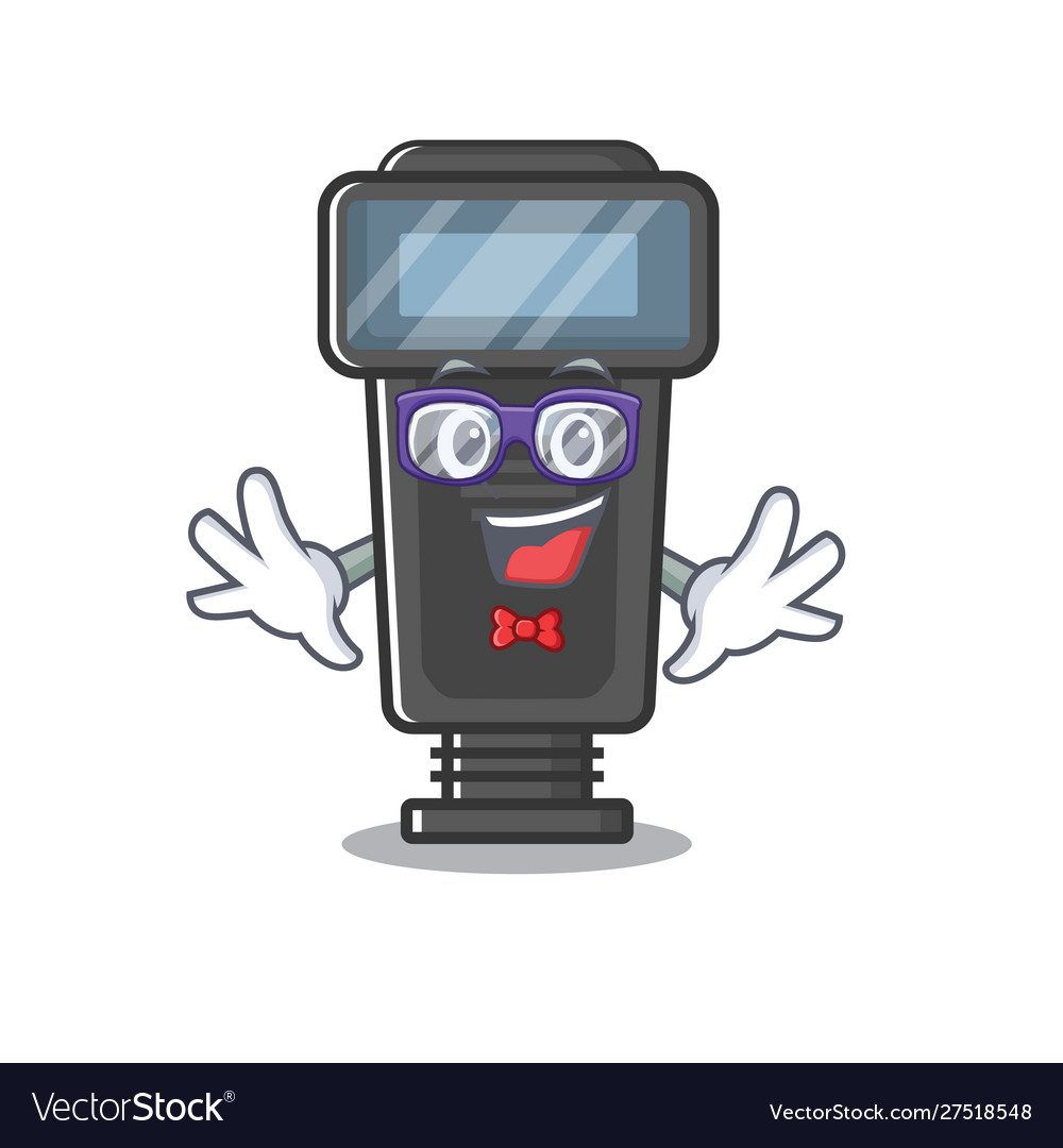 Geek camera flash isolated with mascot