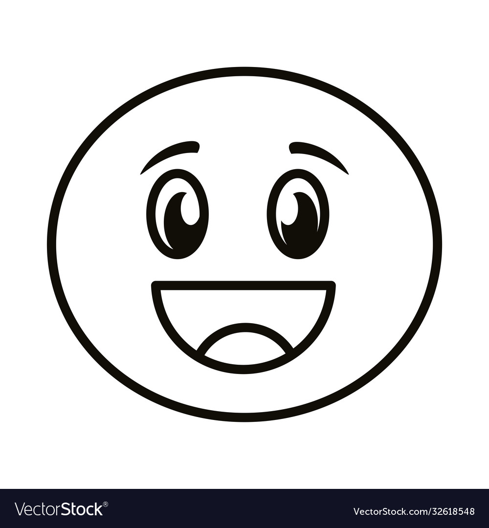 Happy emoji face classic line style icon