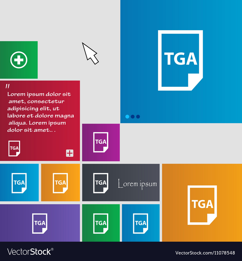 Image file type format tga icon sign buttons