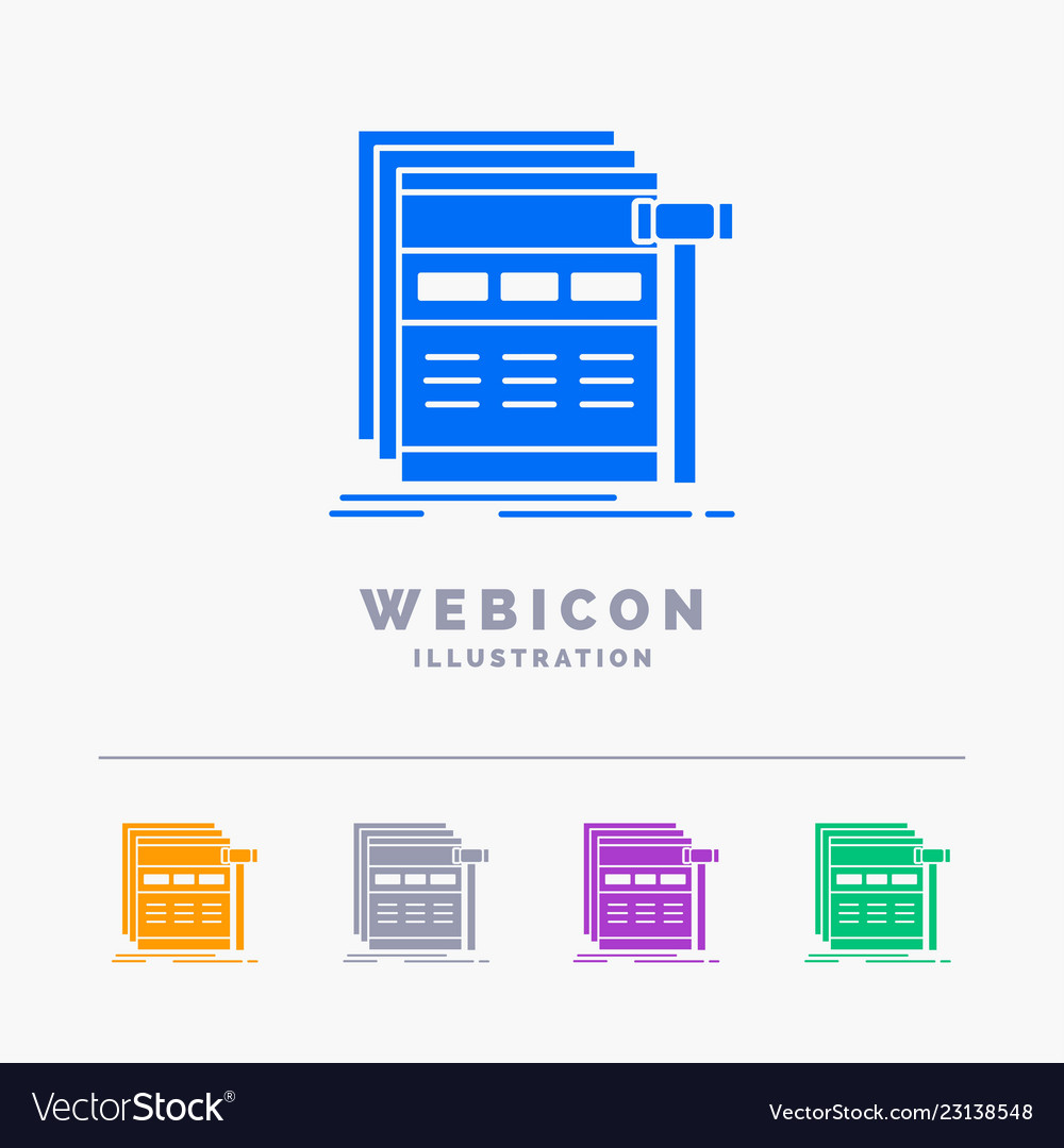 Internet page web webpage wireframe 5 color glyph vector image Internet page web webpage wireframe 5 color glyph