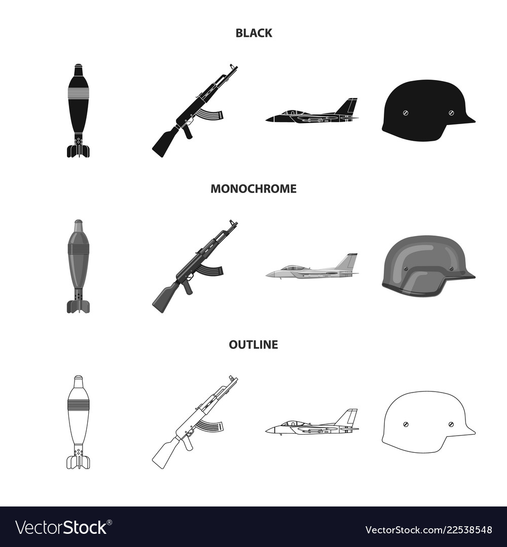 Isolated object of weapon and gun sign collection vector image Isolated object of weapon and gun sign collection