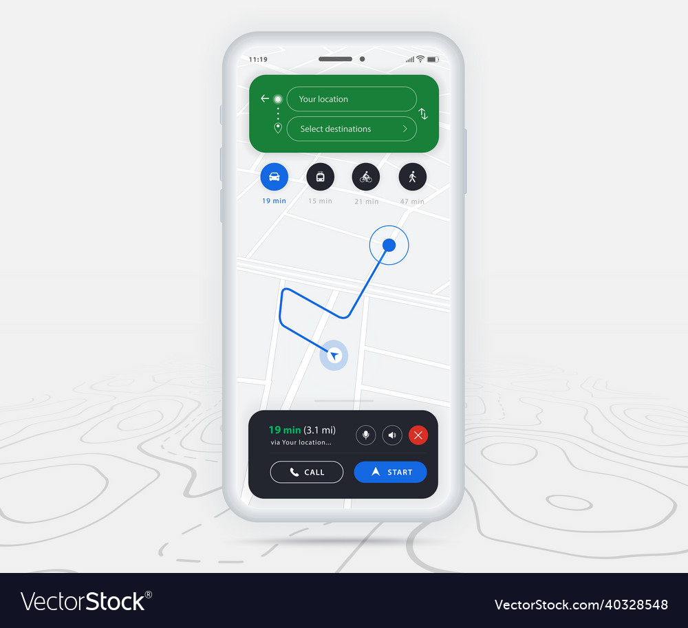 Map gps navigation ux ui smartphone delivery vector image Map gps navigation ux ui smartphone delivery