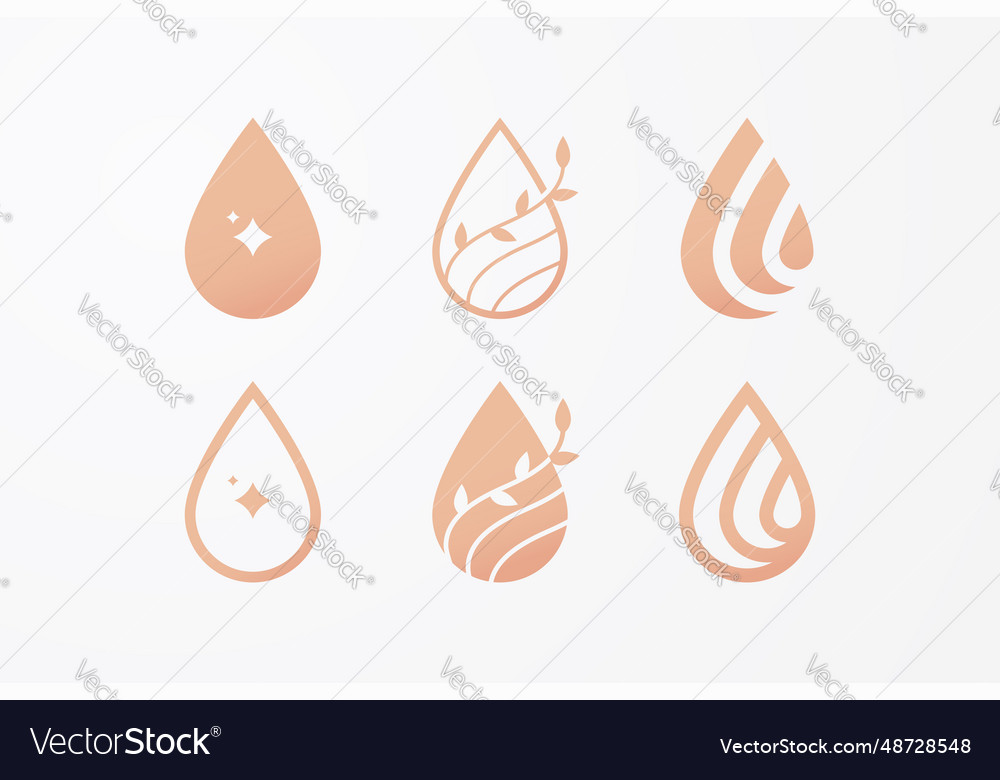 Mineral pure water drop gold luxury premium logo