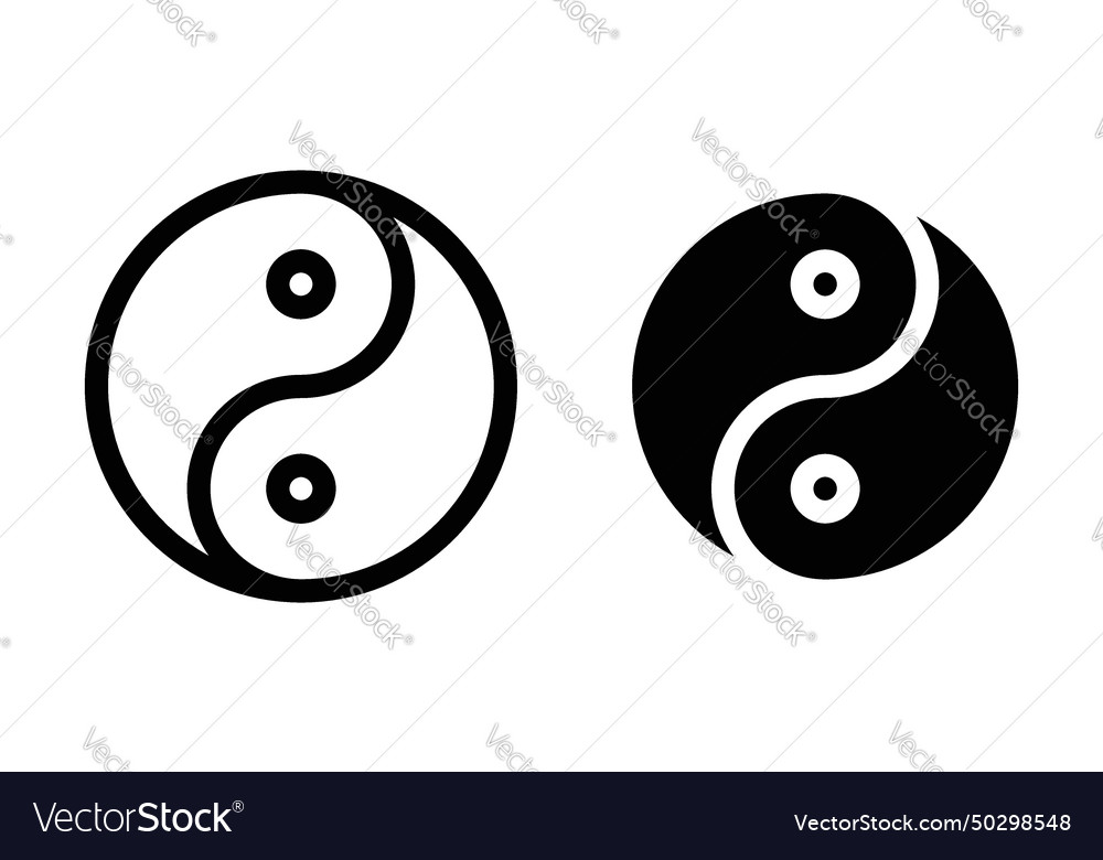 Overall wellness icon set chinese yin yan symbol