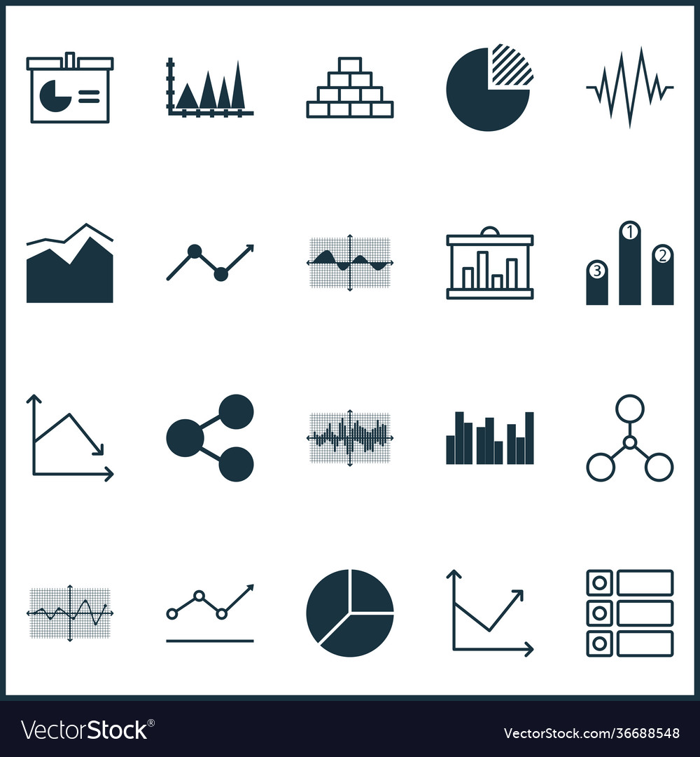 Set graphs diagrams and statistics icons