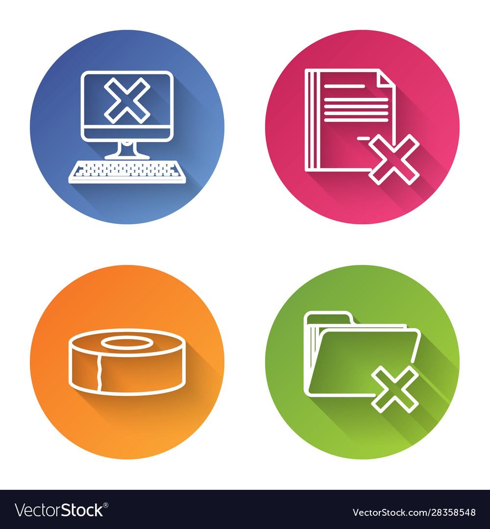 Set line computer with keyboard and x mark delete vector image Set line computer with keyboard and x mark delete