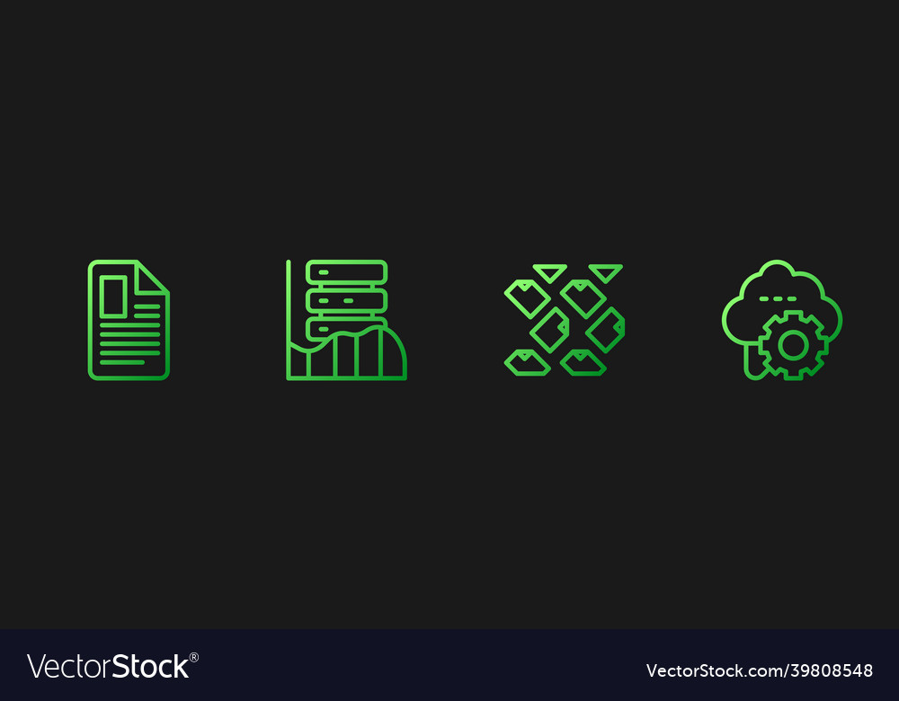 Set line data stream file document server vector image Set line data stream file document server