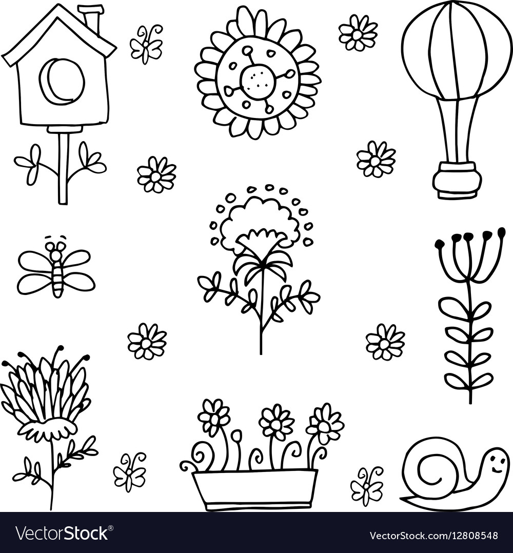 Spring theme object doodles