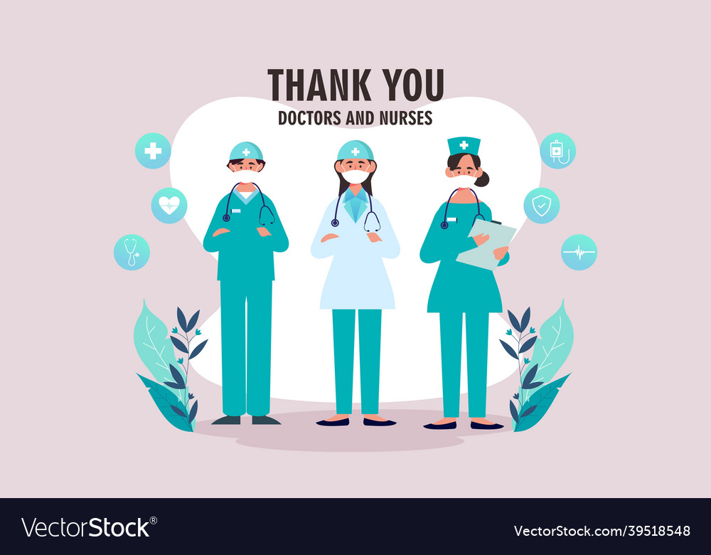 Thank you doctors and nurses flat design Vector Image