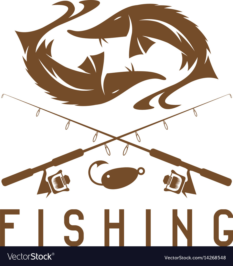 Vintage fishing design template with sturgeon Vector Image