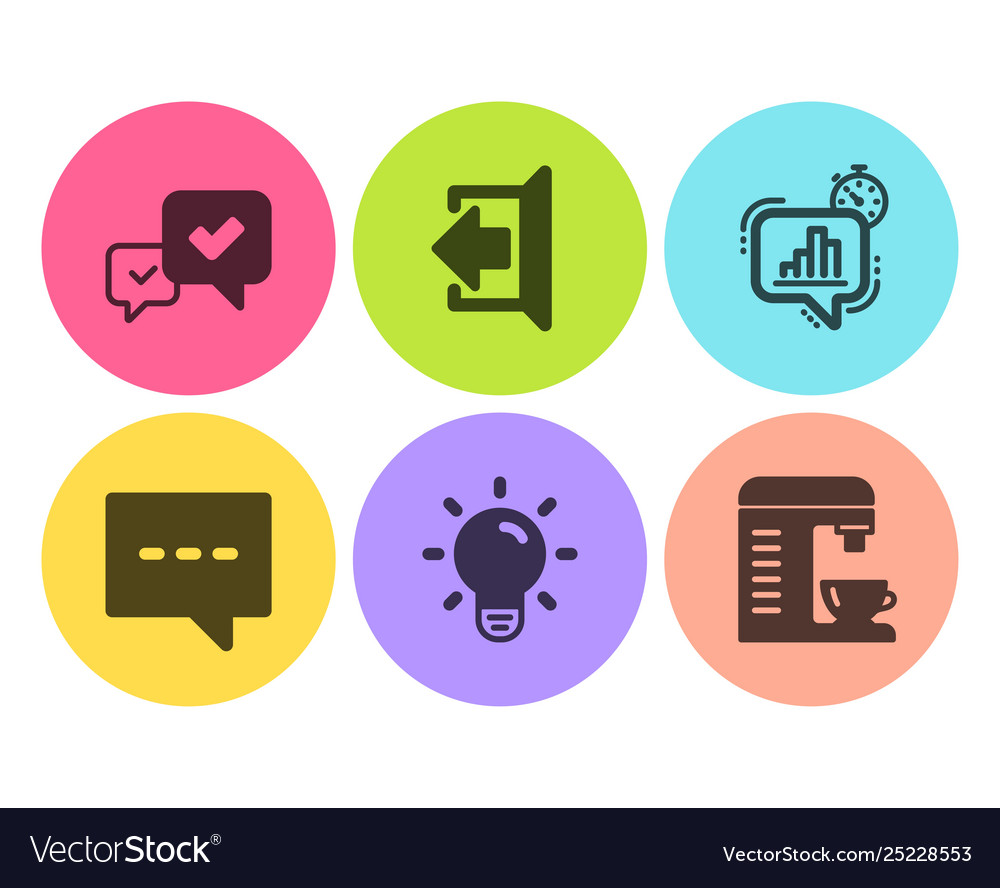 Approve statistics timer and blog icons set sign vector image Approve statistics timer and blog icons set sign