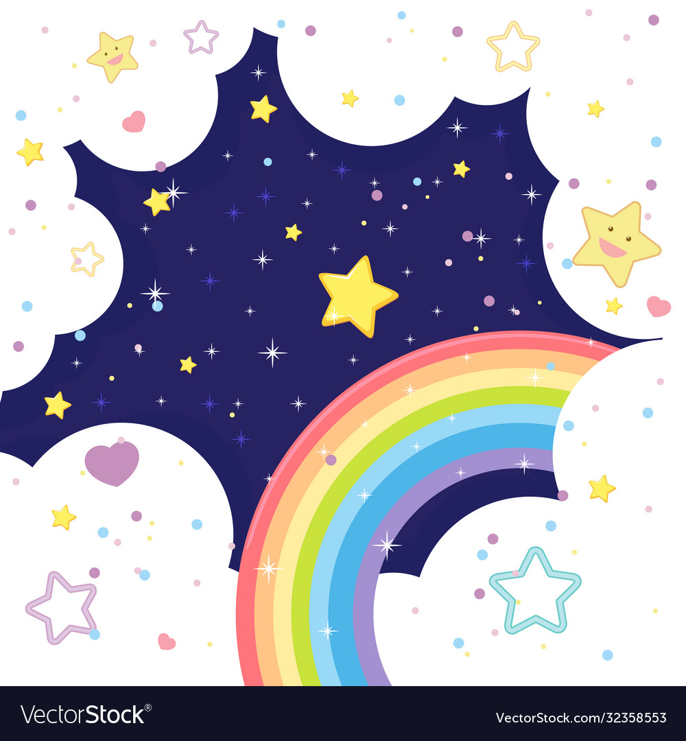 Blank cloud frame with smiley cute stars Vector Image