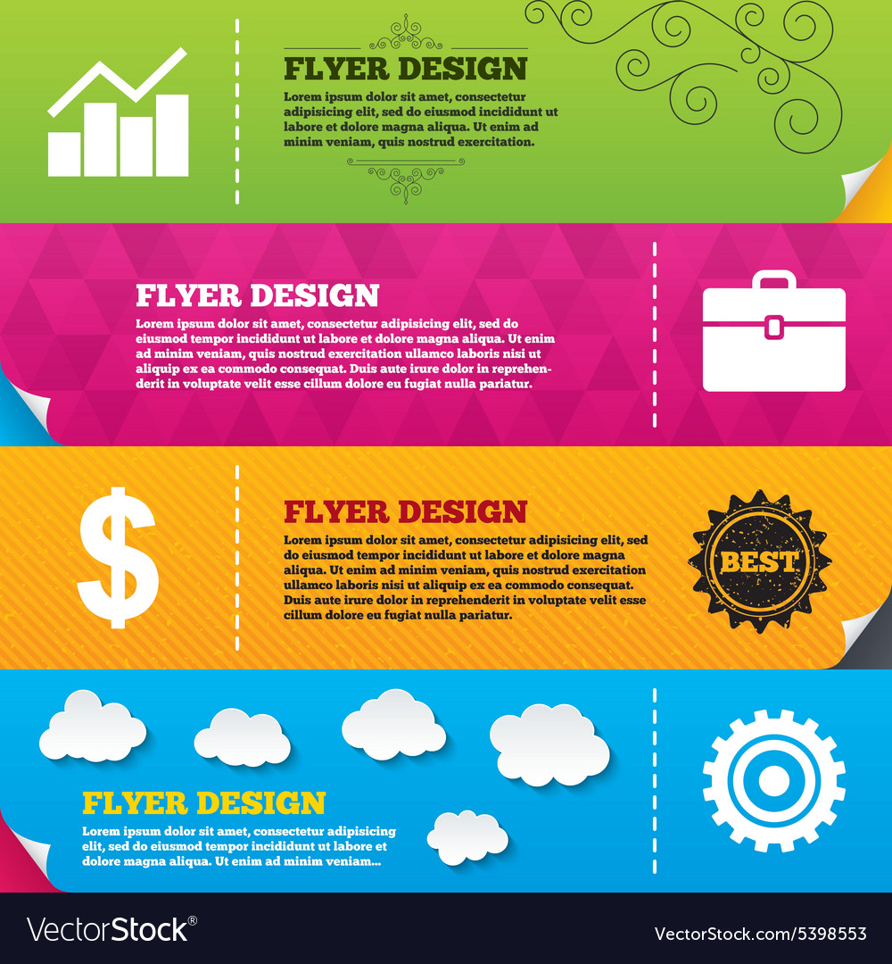 Business Signs Graph Chart And Case Icons Vector Image