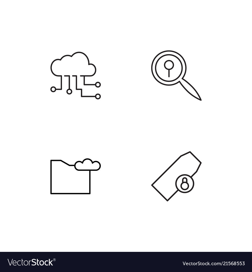 Cyber security linear icons set simple outline