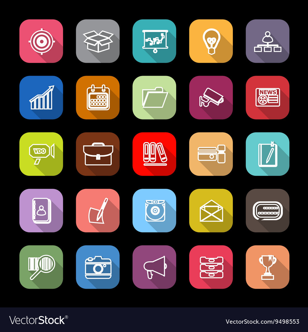 Data and information line icons with long shadow
