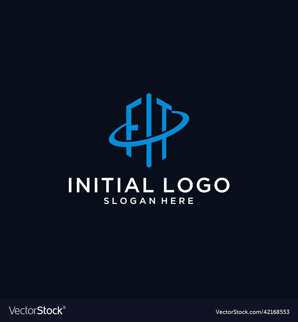 Ft initial monogram logo with hexagonal shape Vector Image Ft initial monogram logo with hexagonal shape