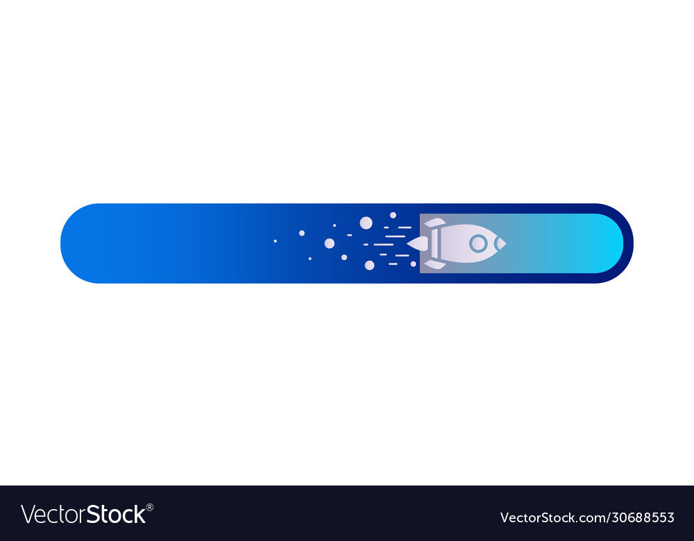 Loading bar with a rocket or spaceship icon flat vector image Loading bar with a rocket or spaceship icon flat