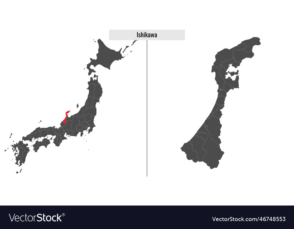 Map of ishikawa prefecture of japan Royalty Free Vector