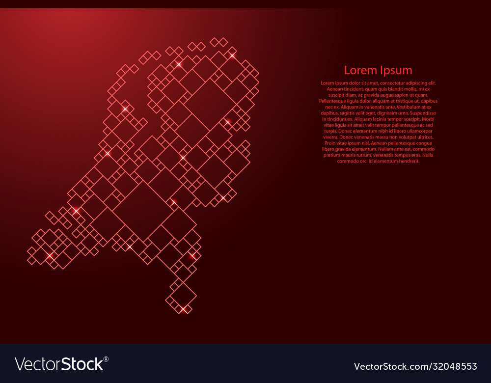 Netherlands map from red pattern a grid vector image Netherlands map from red pattern a grid