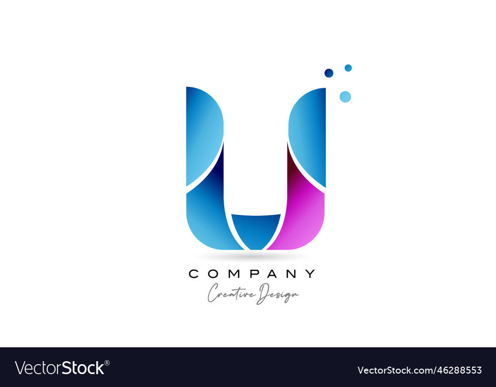 Pink blue u alphabet letter logo icon design