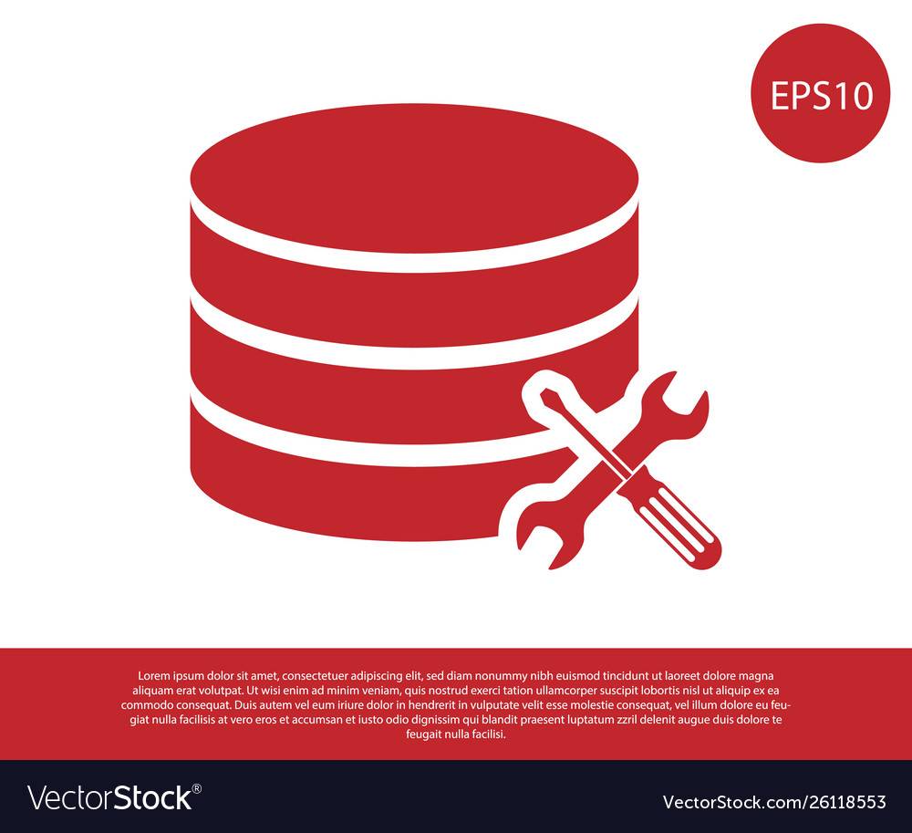 Red database server with screwdriver and wrench Vector Image Red database server with screwdriver and wrench