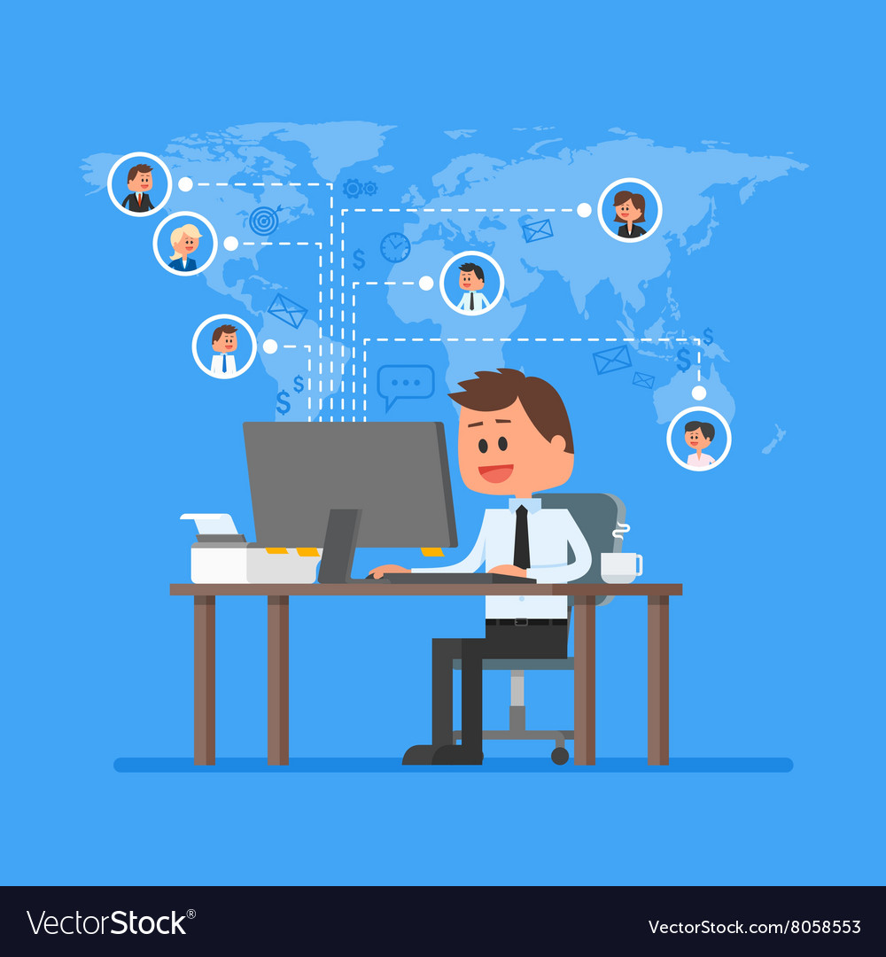 Download Remote team working concept Work from home Vector Image