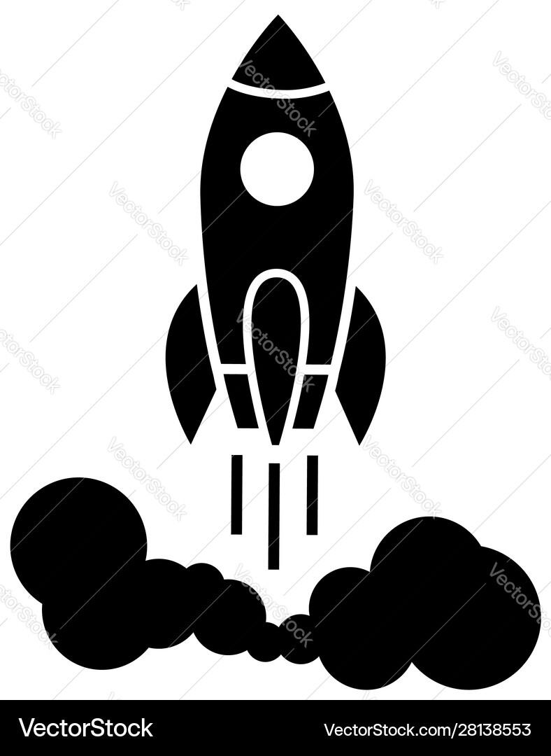 Rocket ship icon flat startup concept Royalty Free Vector