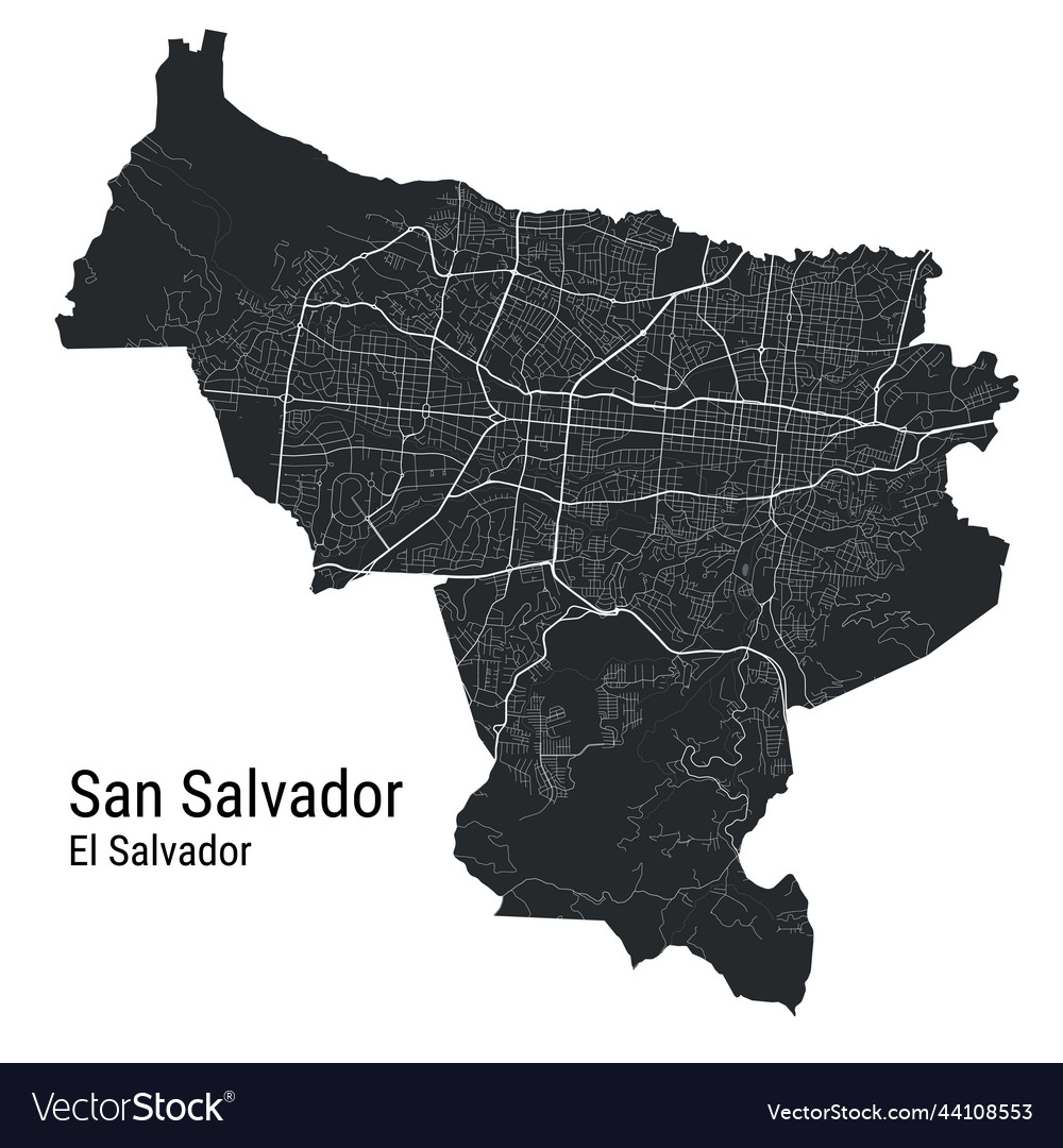 San salvador map detailed black