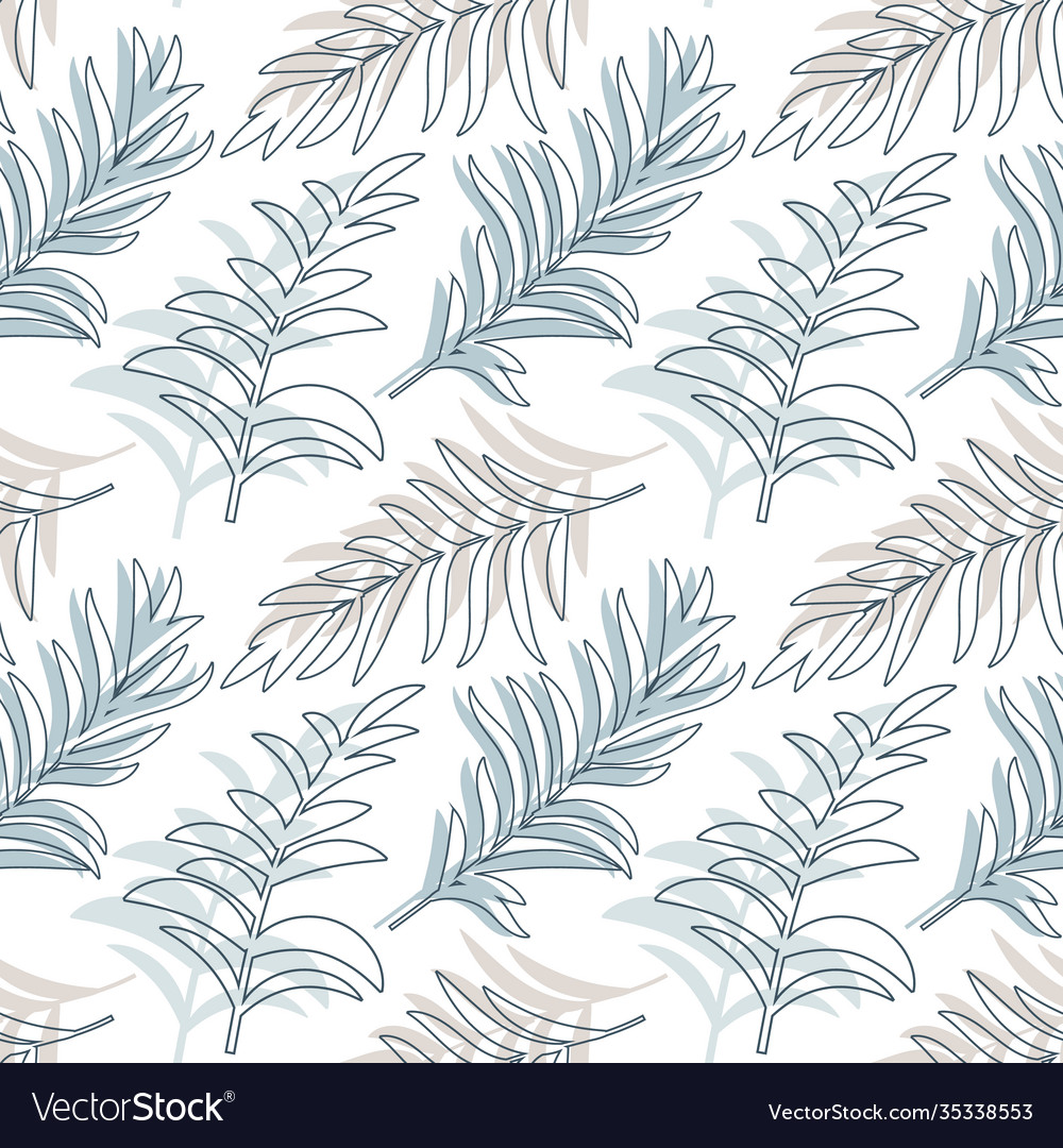 Seamless pattern with palm tree and tropical leafs