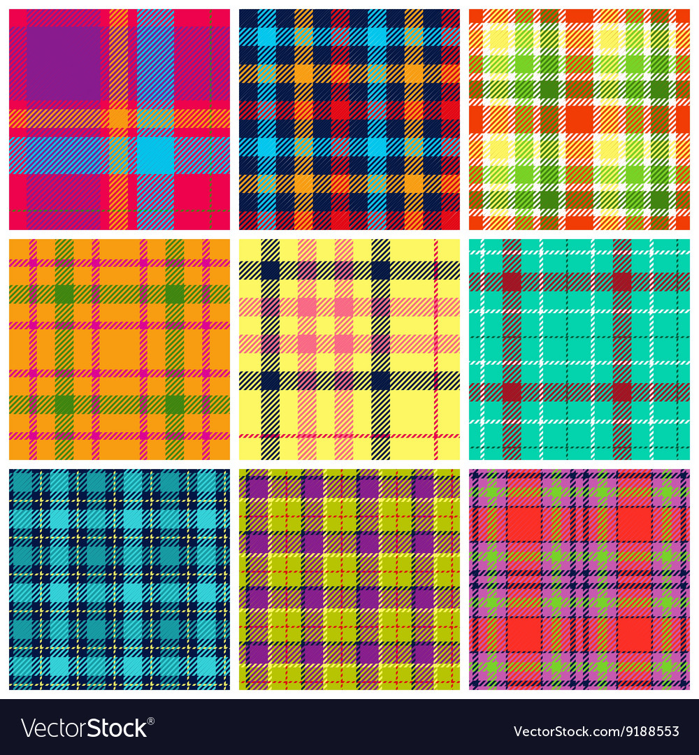 Set of plaid seamless patterns