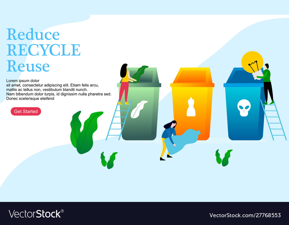 Web page design for recycling garbage Vector Image Web page design for recycling garbage