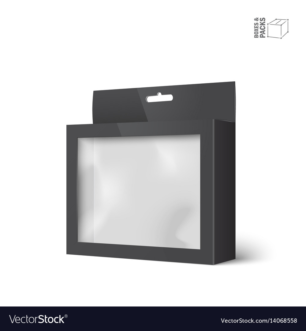 Black product package box with window