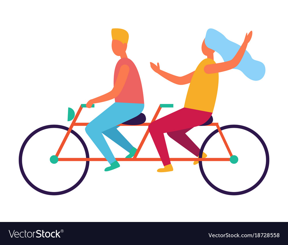 Couple Riding Tandem Bicycle