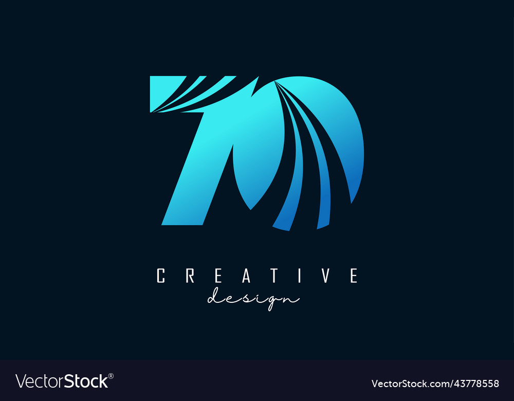 Creative number 70 7 0 logo with leading lines