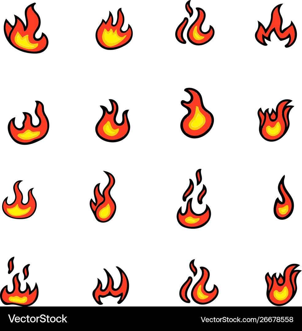 Fire flames set Royalty Free Vector Image - VectorStock