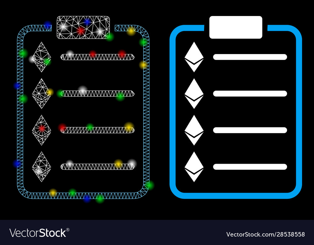 Flare mesh 2d ethereum list pad icon with vector image Flare mesh 2d ethereum list pad icon with