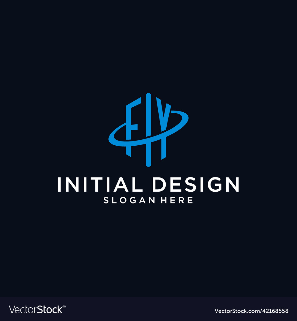 Fy initial monogram logo with hexagonal shape