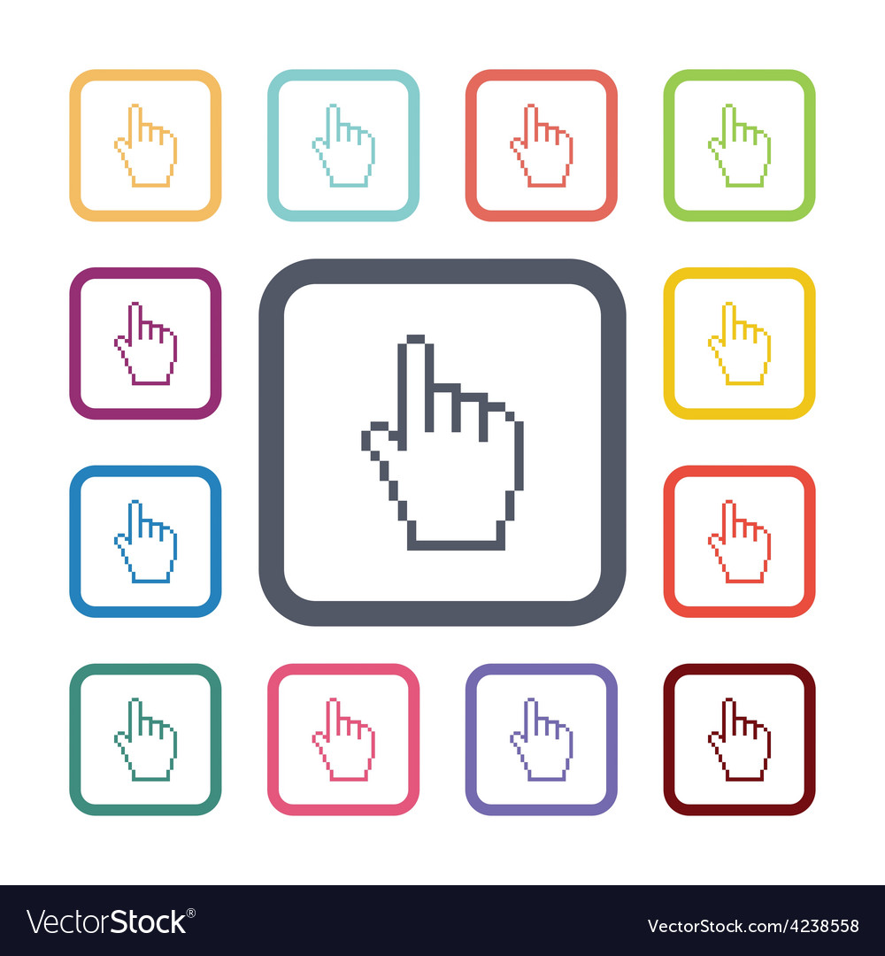 Hand pointer flat icons set