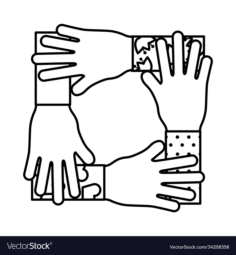 Hands teamwork line style icon