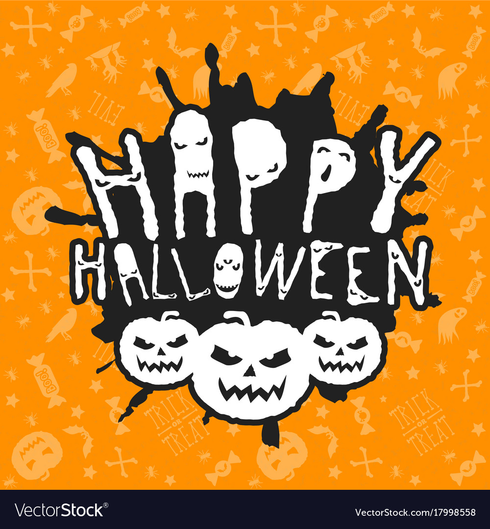 Happy halloween greeting card typography design