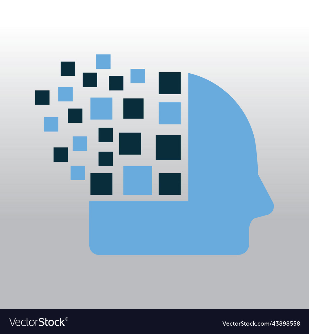 Head with brain pixel design